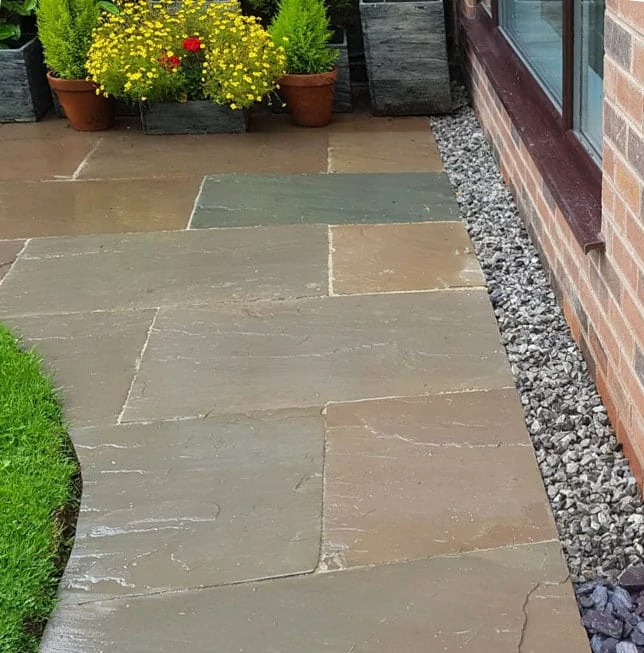 Autumn Brown Indian Sandstone Paving Slabs - Riven - 600x900 - 22mm